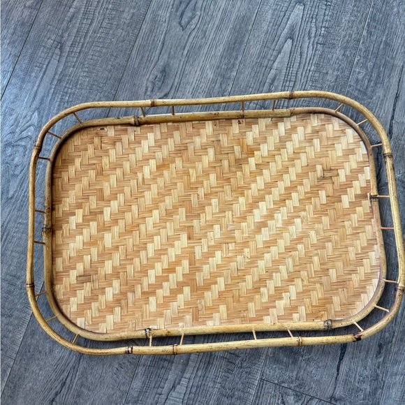 Boho Vintage Rattan Serving Tray - Picture 2 of 4